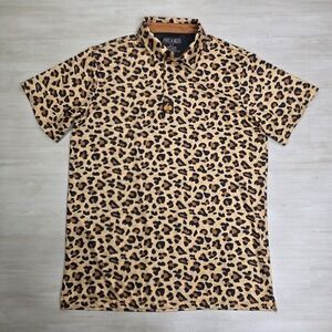 Pins & Aces Men's Jungle Cat Leopard Cat Golf Polo Shirt Size Large